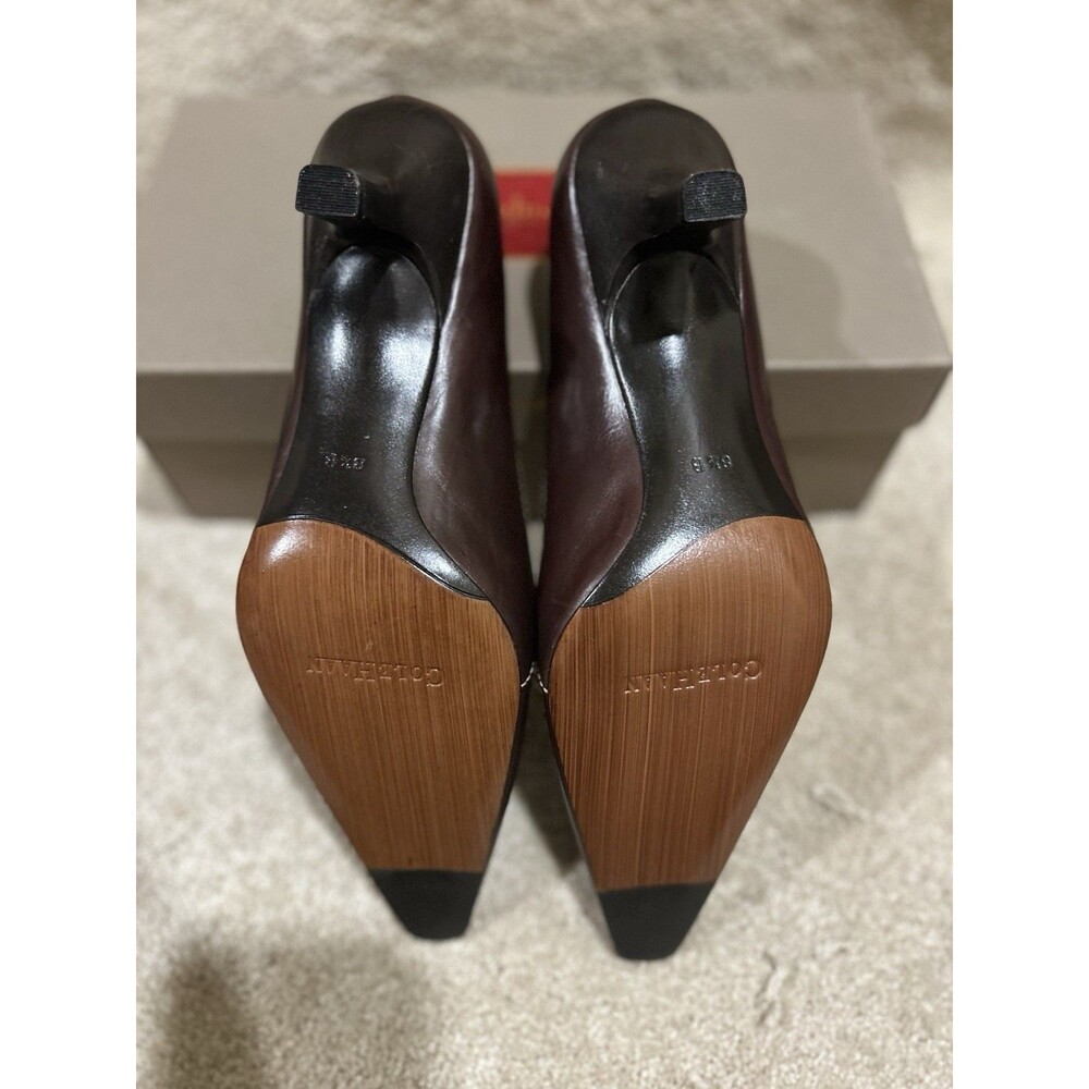 Cole Haan Women’s Size 8.5 Brown Leather Pointed Toe Slip-On Kitten Pumps - Picture 4 of 5